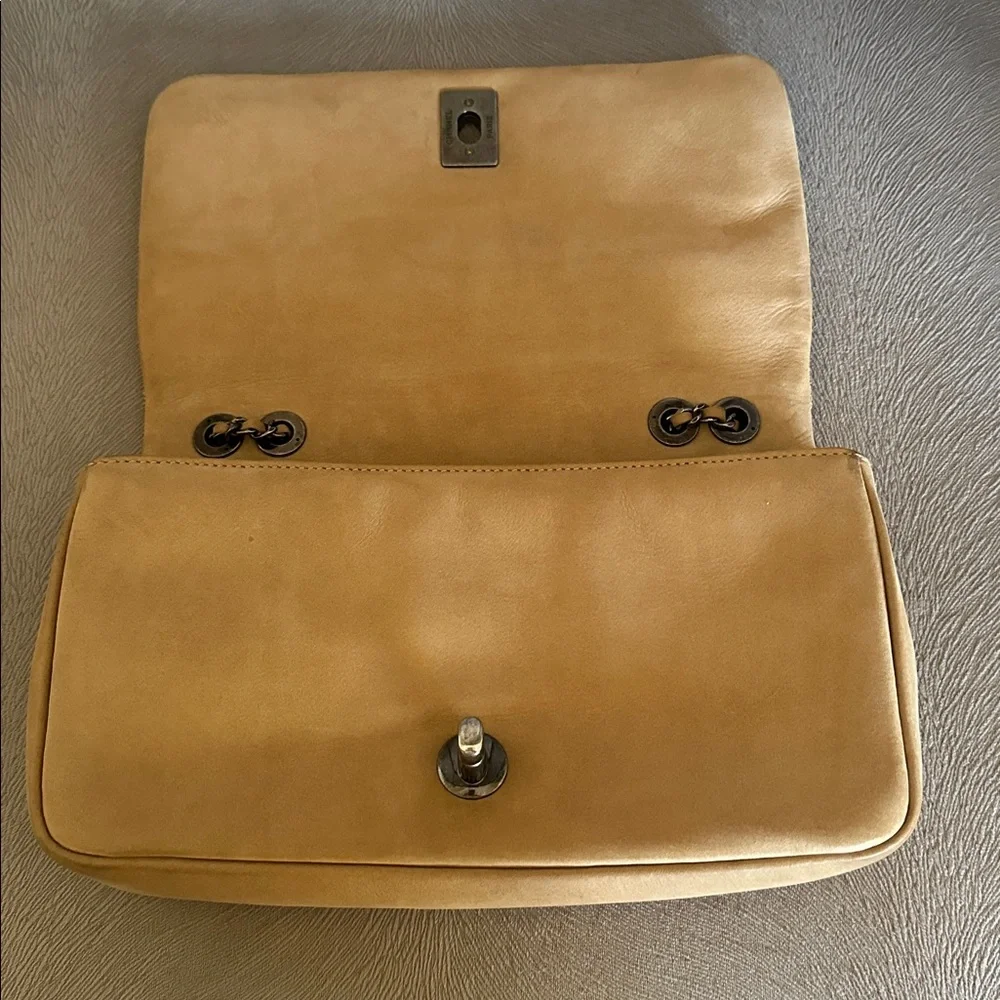 CHANEL Diamond Stitch Flap Leather Shoulder Bag in Tan with Silver Hardware